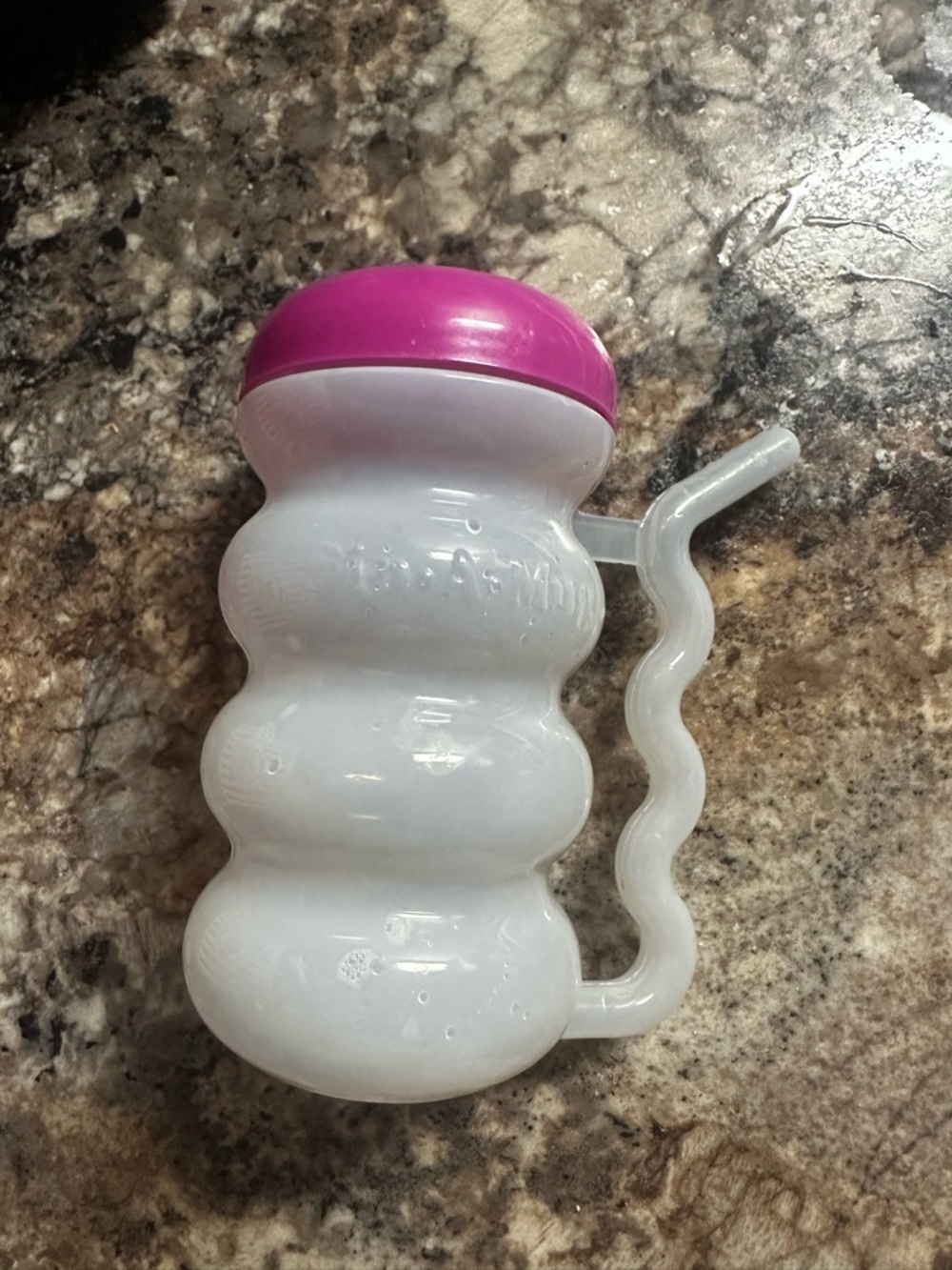 White Ripple Sippy Cup with Pink Lid